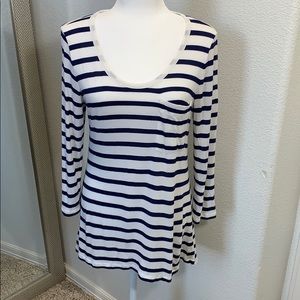 CAbi striped high low pocket 3/4 sleeve large